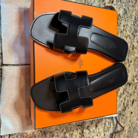 Hermès Black Slide Sandals - Picture 2 of 8